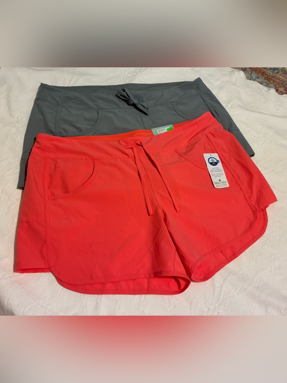 Magellan Outdoors 2pairs! Women's Coral and Gray Drawstring Active Shorts. XL